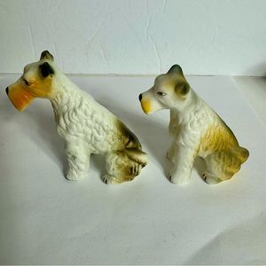 Vintage Mid Century Ceramic Terriers Dogs. Approx. 3.5”H x 2”L. Adorable faces
